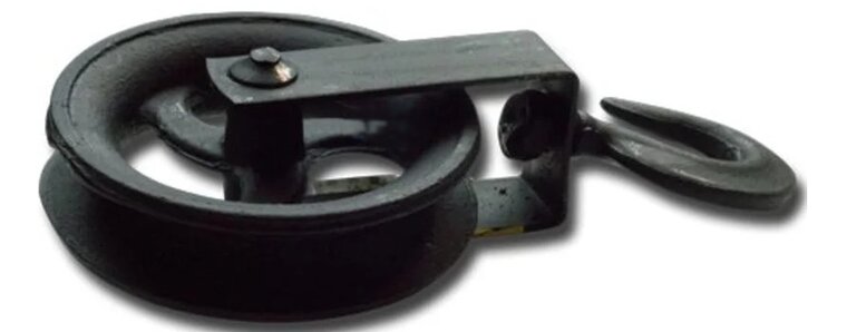220 mm diameter wiel&nbsp;hijshaak - katrol met haak - decoratie katrol - sierkatrol - hijskatrol