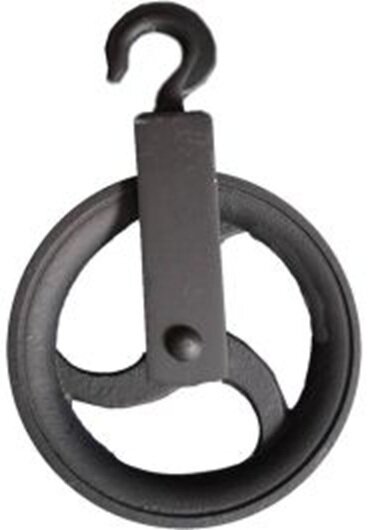 180 mm diameter wiel&nbsp;hijshaak - katrol met haak - decoratie katrol - sierkatrol - hijskatrol