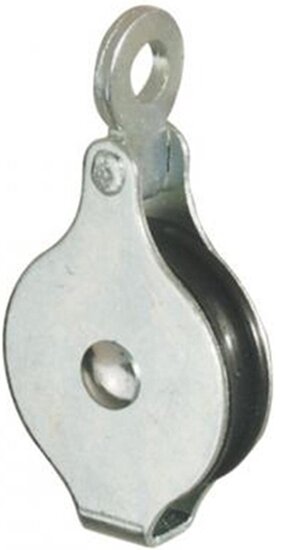 50 mm 6,5 mm diameter kabel hijskatrol - hangkatrol aan oog - trekkatrol - geleide katrol - kabelkatrol - katrollen