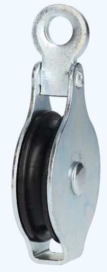 50 mm 6,5 mm diameter kabel hijskatrol - hangkatrol aan oog - trekkatrol - geleide katrol - kabelkatrol - katrollen