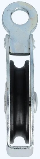 50 mm 6,5 mm diameter kabel hijskatrol - hangkatrol aan oog - trekkatrol - geleide katrol - kabelkatrol - katrollen
