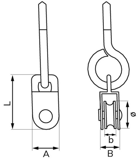 5 mm diameter kabel 15 mm&nbsp;katrol met schroefoog rvs en nylon wiel - schroefkatrol - kabelkatrol - hangkatrol - katrollen