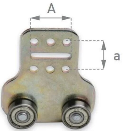 19 mm rail katrol met dubbele gelagerde wielen&nbsp;- schuifzeil hang katrol - deur katrol - opleggerschuifrol - zeilrollen -