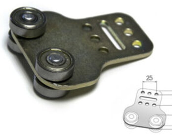 19 mm rail katrol met dubbele gelagerde wielen&nbsp;- schuifzeil hang katrol - deur katrol - opleggerschuifrol - zeilrollen -