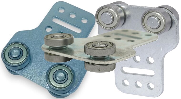 19 mm rail katrol met dubbele gelagerde wielen&nbsp;- schuifzeil hang katrol - deur katrol - opleggerschuifrol - zeilrollen -