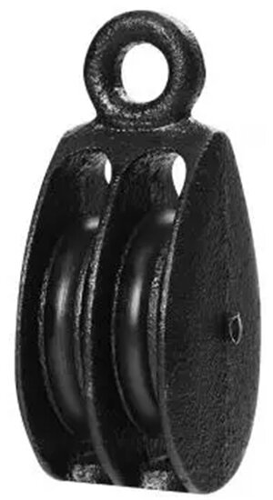 3 mm diameter touw of kabel 12 mm kleine katrol dubbel - hijskatrol - sierkatrol - decoratiekatrol - gietijzer katrol - katroll