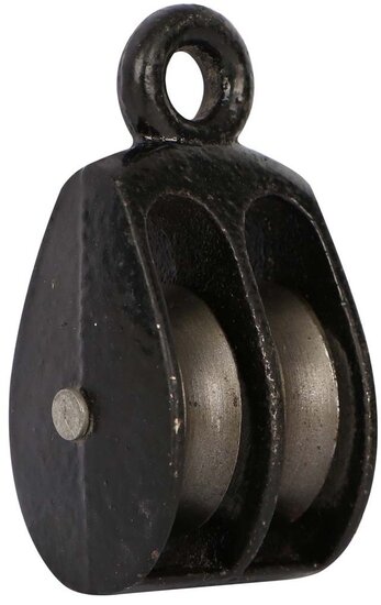 3 mm diameter touw of kabel 12 mm kleine katrol dubbel - hijskatrol - sierkatrol - decoratiekatrol - gietijzer katrol - katroll