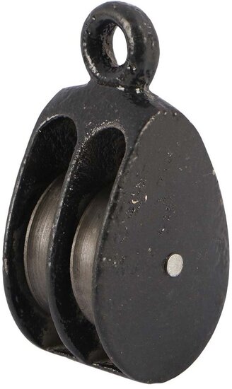 3 mm diameter touw of kabel 12 mm kleine katrol dubbel - hijskatrol - sierkatrol - decoratiekatrol - gietijzer katrol - katroll