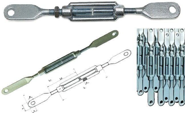 m12 spanner met bladeind verzinkt&nbsp;- bladeindspanner - windverpandspanner - schoorspanner - draadspanner