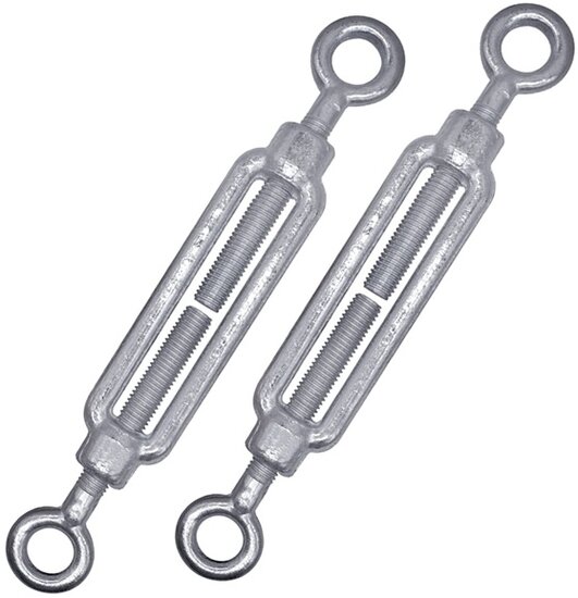 m12 x 130 mm&nbsp;&nbsp;draadspanner&nbsp;oog - oog verzinkt - spanner - spanschroef - windverbandspanner - constructiesp
