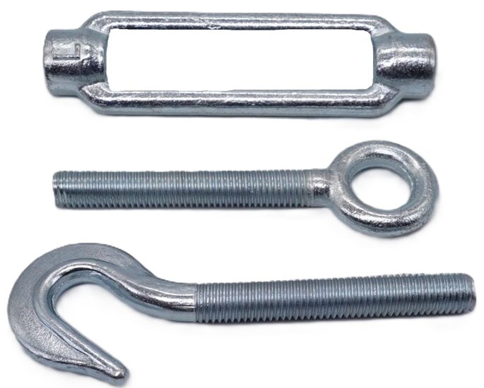 m 10 spanschroef haak-oog - spanner - draadspanner - windverbandspanner - contructiespanner - schoorspanner