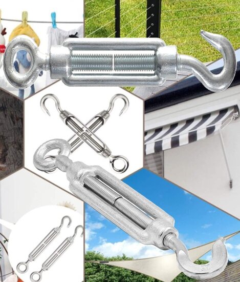 m 10 spanschroef haak-oog - spanner - draadspanner - windverbandspanner - contructiespanner - schoorspanner