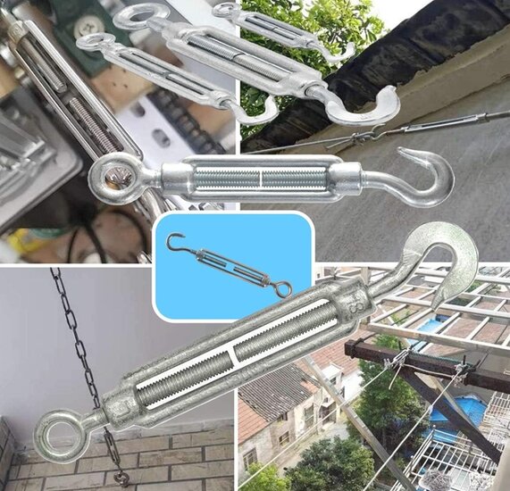 m 10 spanschroef haak-oog - spanner - draadspanner - windverbandspanner - contructiespanner - schoorspanner
