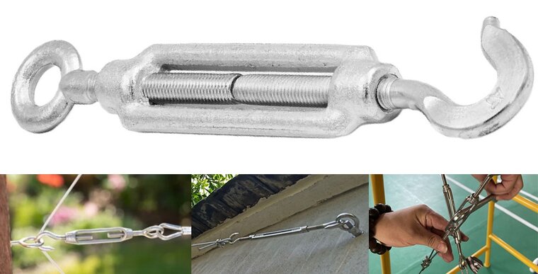 m 10 spanschroef haak-oog - spanner - draadspanner - windverbandspanner - contructiespanner - schoorspanner