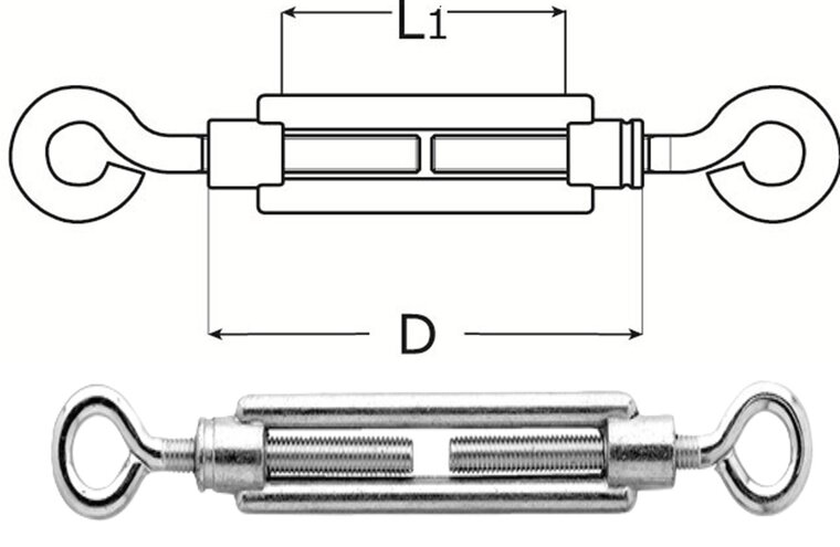 m10 x 120 draadspanner oog - oog verzinkt gebogen oog - spanner - spanschroef &nbsp;- windverbandspanner - constructiespanner