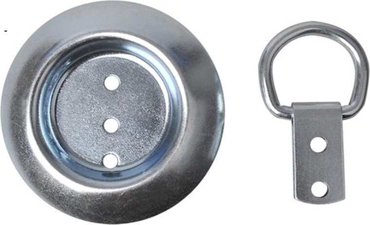 96 mm ronde vloerring met bevestigingsring 34 mm x 48 mm - opbouw vloeranker - vloeroog - bindoog - aanhangeroog- sjoroog