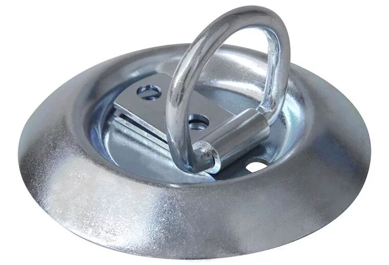 96 mm ronde vloerring met bevestigingsring 34 mm x 48 mm - opbouw vloeranker - vloeroog - bindoog - aanhangeroog- sjoroog