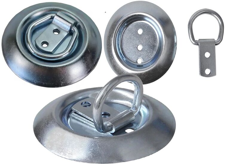 96 mm ronde vloerring met bevestigingsring 34 mm x 48 mm - opbouw vloeranker - vloeroog - bindoog - aanhangeroog- sjoroog