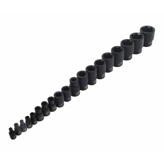 19 delige kracht torxplus doppen set - torx plus dopset - krachtdoppen - slagmoerdoppen - satra
