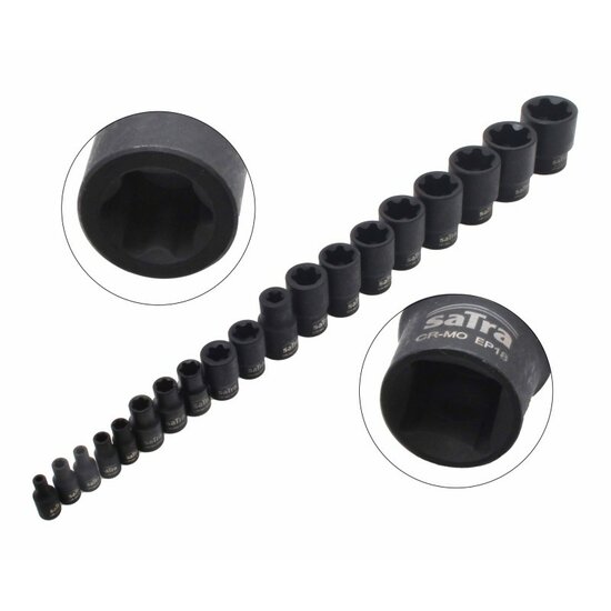 19 delige kracht torxplus doppen set - torx plus dopset - krachtdoppen - slagmoerdoppen - satra