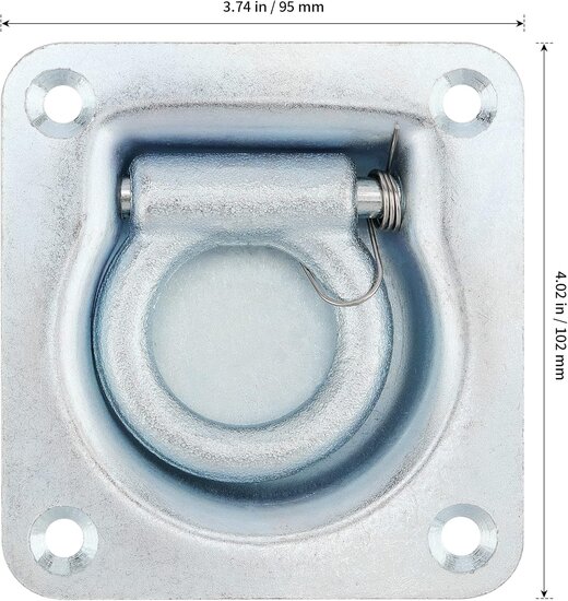 100 x 95 mm verzinkt vloeroog - aanhanger bindoog&nbsp;- sjoroog -&nbsp;bindhaak inbouw - vloeranker -&nbsp;vast zet ring