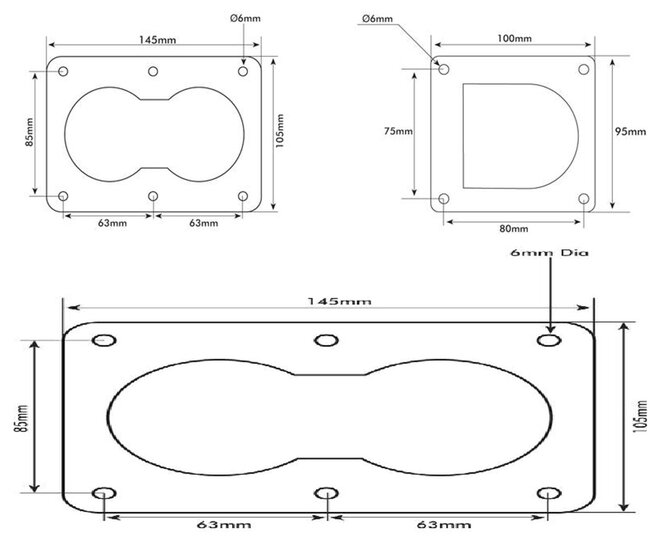 105 x 145&nbsp;mm en 22 mm diep verzinkt&nbsp;vloeroog langwerpig - bindoog verzonken - vloeranker - vloerring&nbsp;- sjo