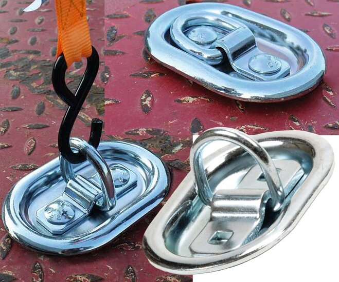 145 x 100 ovale verzinkte vloerring - verzonken sjoroog - vloeroog - bindoog - vloeranker - aanhanger bindring