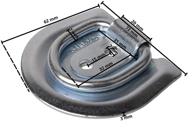 71 x 62 mm halfronde vloeranker - aanhangeroog - sjoroog - bindoog - vastzetoog - aanhanger beugel - vloerring 