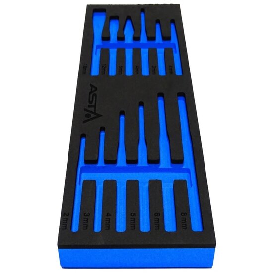 12 delige foam inlay - drijvers en beitels inlegstuk - gereedschapswagen inzetstuk - asta