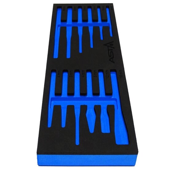 12 delige foam inlay - drijvers en beitels inlegstuk - gereedschapswagen inzetstuk - asta
