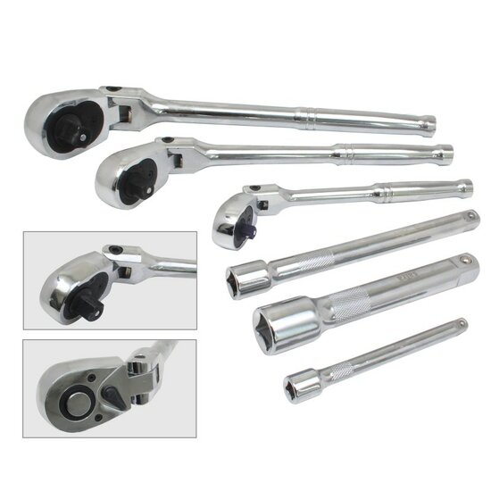 6 delige flexibele ratel set - ratels - ratelset in foam inlay - satra