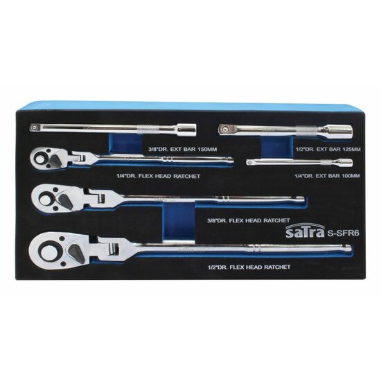 6 delige flexibele ratel set - ratels - ratelset in foam inlay - satra
