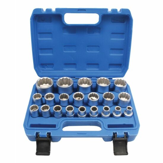 21 delige twaalfkant doppenset - 8 tot 36 mm doppenset - meertanddoppen - veeltand doppen - satra
