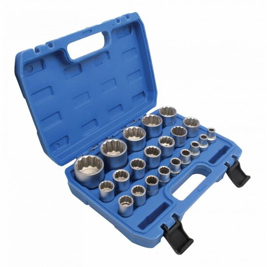 21 delige twaalfkant doppenset - 8 tot 36 mm doppenset - meertanddoppen - veeltand doppen - satra