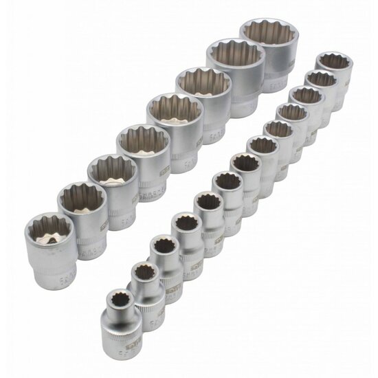 21 delige twaalfkant doppenset - 8 tot 36 mm doppenset - meertanddoppen - veeltand doppen - satra