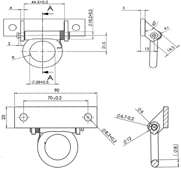 90 x 23 mm verzinkt sjoroog zijwand - vloeranker klapbaar - bindoog - aanhangeroog - sjorring op voetplaat 