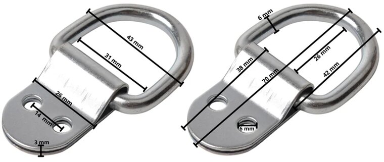 70 x 26 mm verzinkt sjoroog klapbaar&nbsp;-&nbsp;bindoog - dekoog - aanhangeroog - vloeroog - vastzetring - bindring voor v