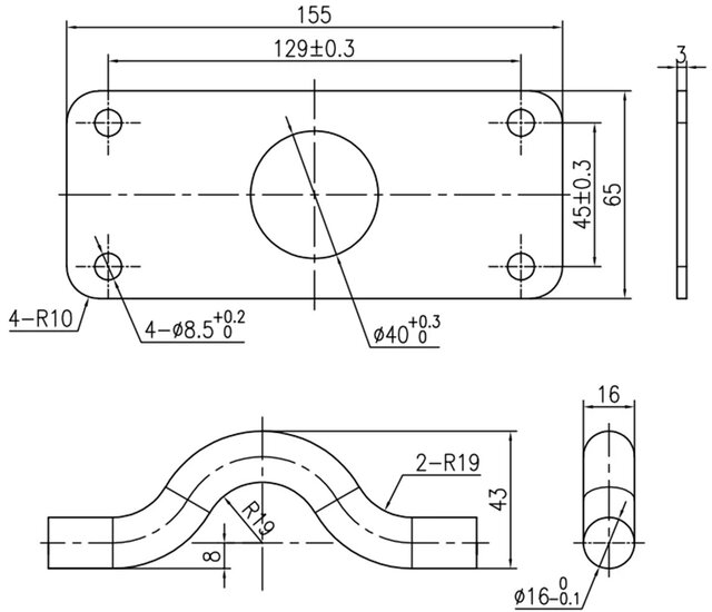 155 x 65 mm en 43 mm hoog wandoog&nbsp;met tegenplaat - wandanker - bindoog &nbsp;- sjoroog - vastzetoog - vloerring voor de aanhanger