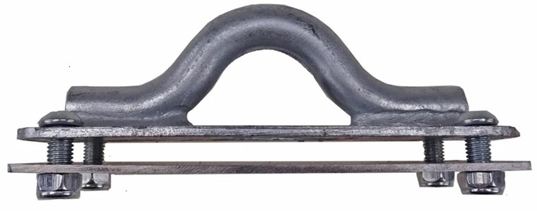 155 x 65 mm en 43 mm hoog wandoog&nbsp;met tegenplaat - wandanker - bindoog &nbsp;- sjoroog - vastzetoog - vloerring voor de aanhanger