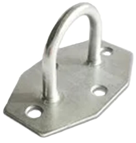 65 x 40 x 35 mm verzinkt beugelplaat - zeiloog - bindoog - sjoroog op voetplaat - achthoekige grondplaat met oog - vloeroog