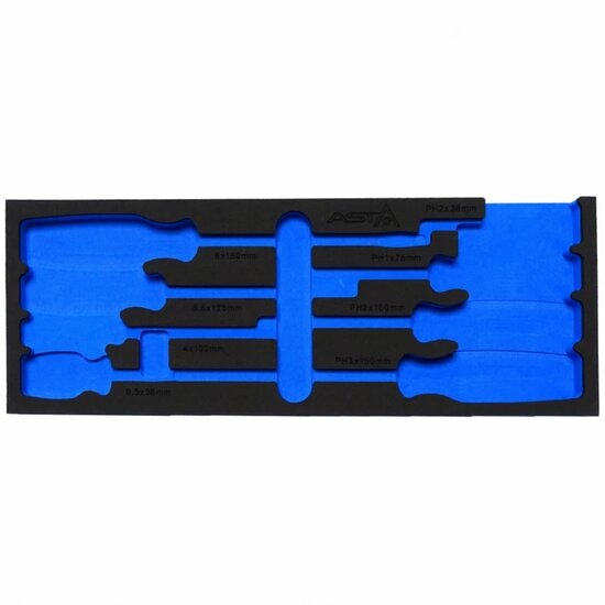 8 delige foam inlay - schroevendraaier inlegstuk - gereedschapswagen inzetstuk - asta