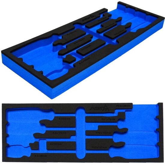 8 delige foam inlay - schroevendraaier inlegstuk - gereedschapswagen inzetstuk - asta