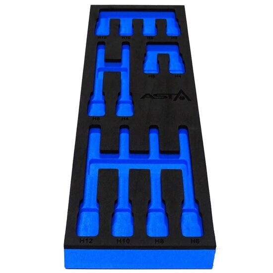 12 delige foam inlay - inbusdoppen inlegstuk - gereedschapswagen inzetstuk - asta