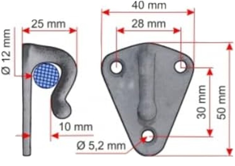 40 x 45 mm &nbsp;gegalvaniseerd metalen driehoek touwhaak - schroefbaar sjorhaak 3 gaten - spanhaak- aanhangerhaak