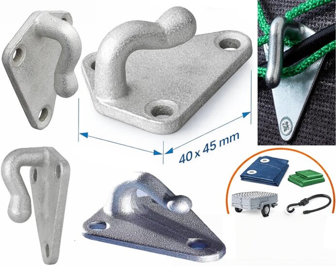 40 x 45 mm &nbsp;gegalvaniseerd metalen driehoek touwhaak - schroefbaar sjorhaak 3 gaten - spanhaak- aanhangerhaak