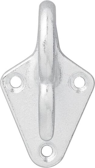 70 x 40 mm gietijzeren touwhaak met oog - bindhaak - bindoog - aanhanger sjoroog - gaaskleed haak