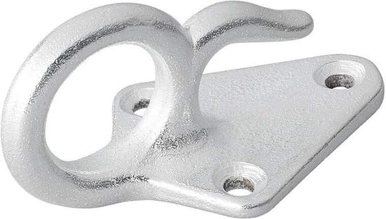 70 x 40 mm gietijzeren touwhaak met oog - bindhaak - bindoog - aanhanger sjoroog - gaaskleed haak