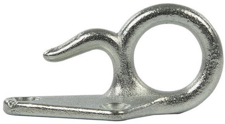 70 x 40 mm gietijzeren touwhaak met oog - bindhaak - bindoog - aanhanger sjoroog - gaaskleed haak