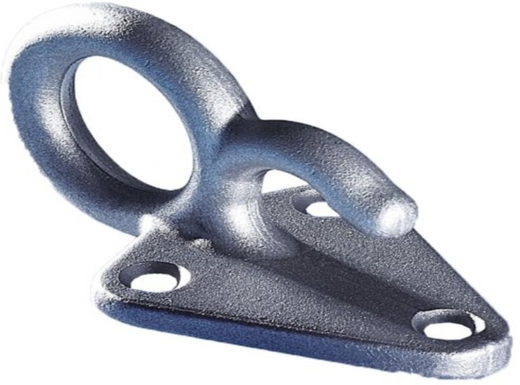 70 x 40 mm gietijzeren touwhaak met oog - bindhaak - bindoog - aanhanger sjoroog - gaaskleed haak