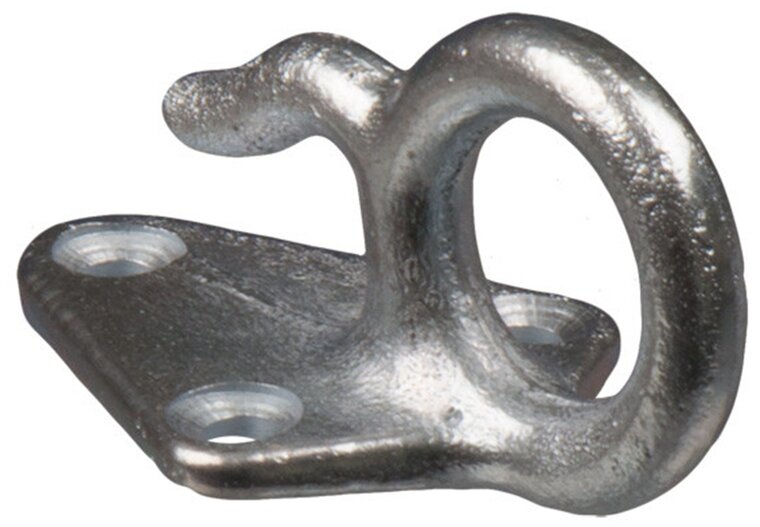 70 x 40 mm gietijzeren touwhaak met oog - bindhaak - bindoog - aanhanger sjoroog - gaaskleed haak